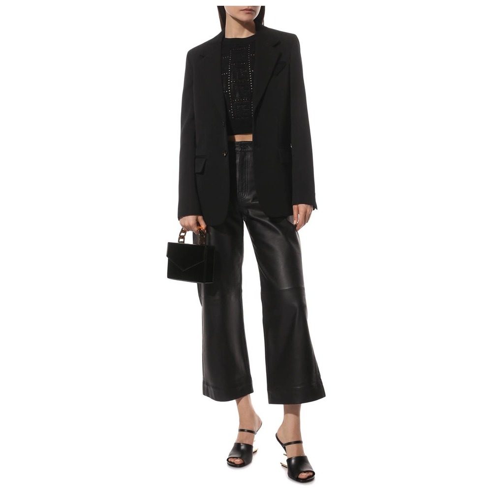 Proenza Schouler White Label High Rise Cropped Leather Pant Black Women Sz 2 NWT